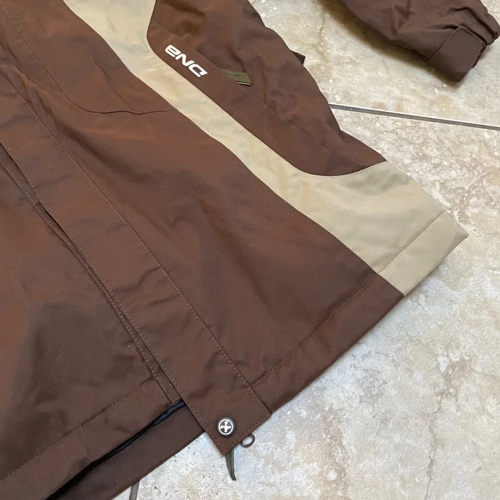 Descente‎ DNA Ski Jacket Mens Large Brown Tan Hooded Full Zip Snow Coat M-T5-XO